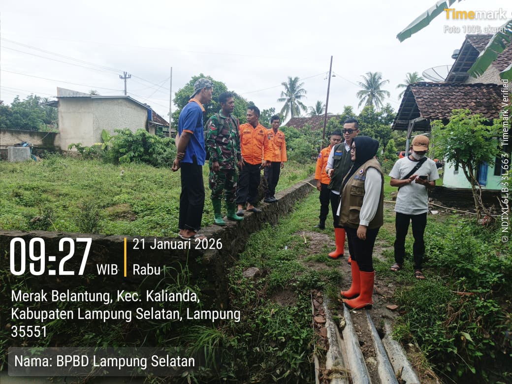 BPBD Lampung Selatan Proaktif Pantau Potensi Banjir di Desa Merak Belantung